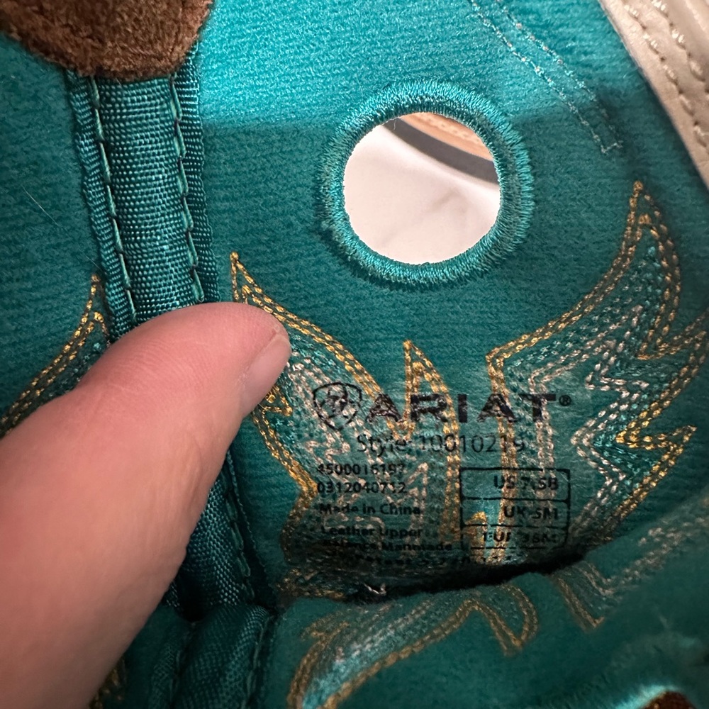 Ariat Fatbaby Brown Turquoise Cowgirl Boots-Size 7.5B - Picture 8 of 8